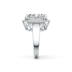 Platinum Semi Mount Ring Setting Cushion CU 15x15mm Halo Diamond Accent DHJ