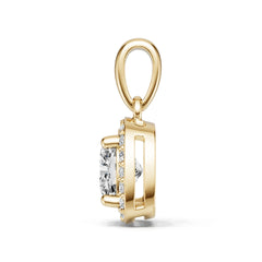 18K Gold Semi Mount Pendant Setting Cushion Cu 5x6mm Diamond Accent Syz Jewelry