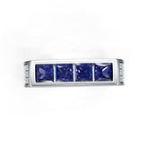 14K Gold Semi Mount Ring Setting Princess SQ 4X4mm Men's Channel Bezel Band Ring Old Euro Shank Diamond Accent DHJ