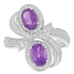 Platinum Semi Mount Ring Setting Oval OV 7X5mm Twin Stone Cluster Ring Diamond Accent DHJ