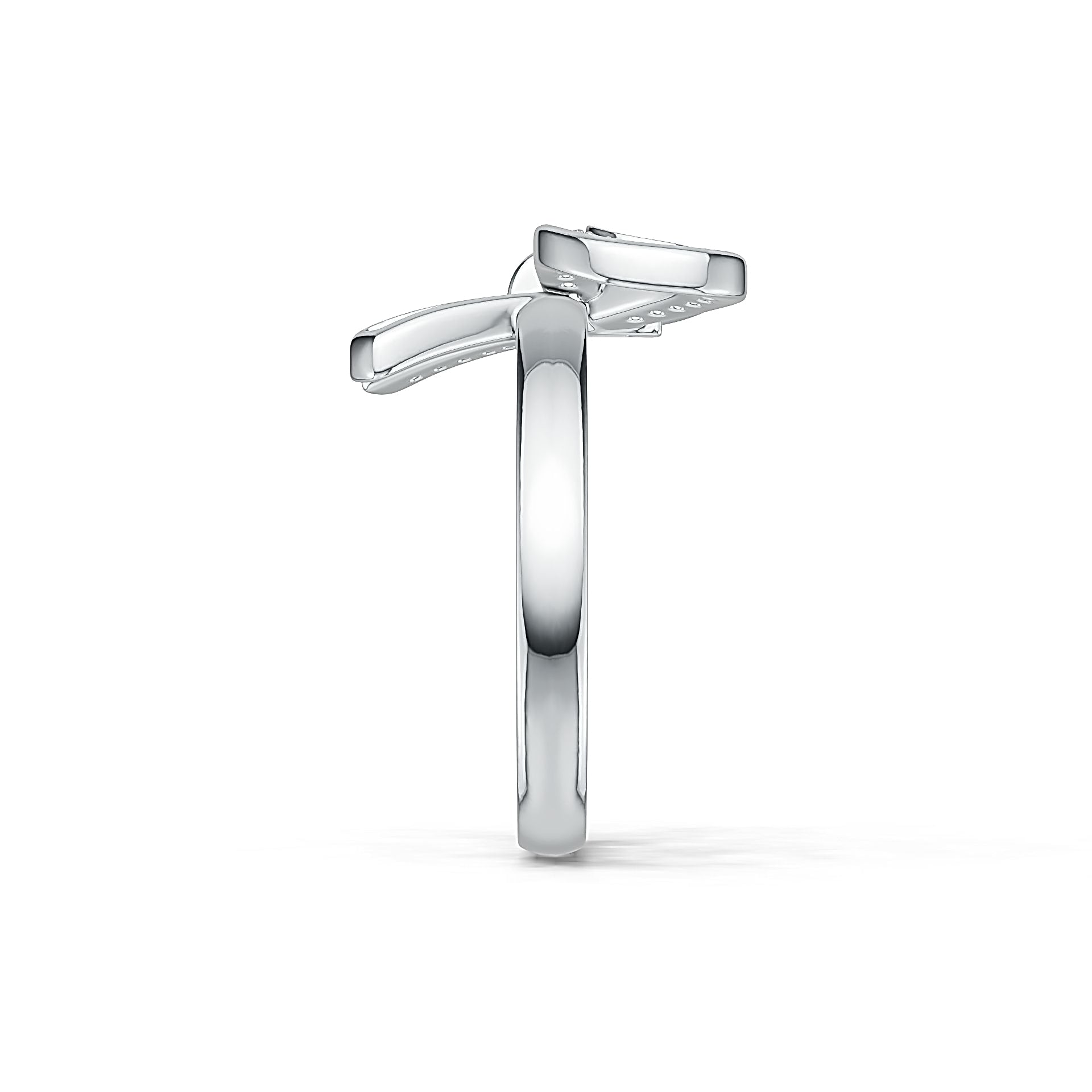 Sterling Silver Ring Bow Butterfly Knot Theme with White Topaz or Moissanite Syzjewelry