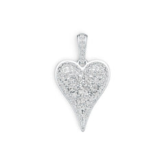 14K Gold Pendant with White Topaz or Moissanite Heart Theme Diamond Accent DHJ
