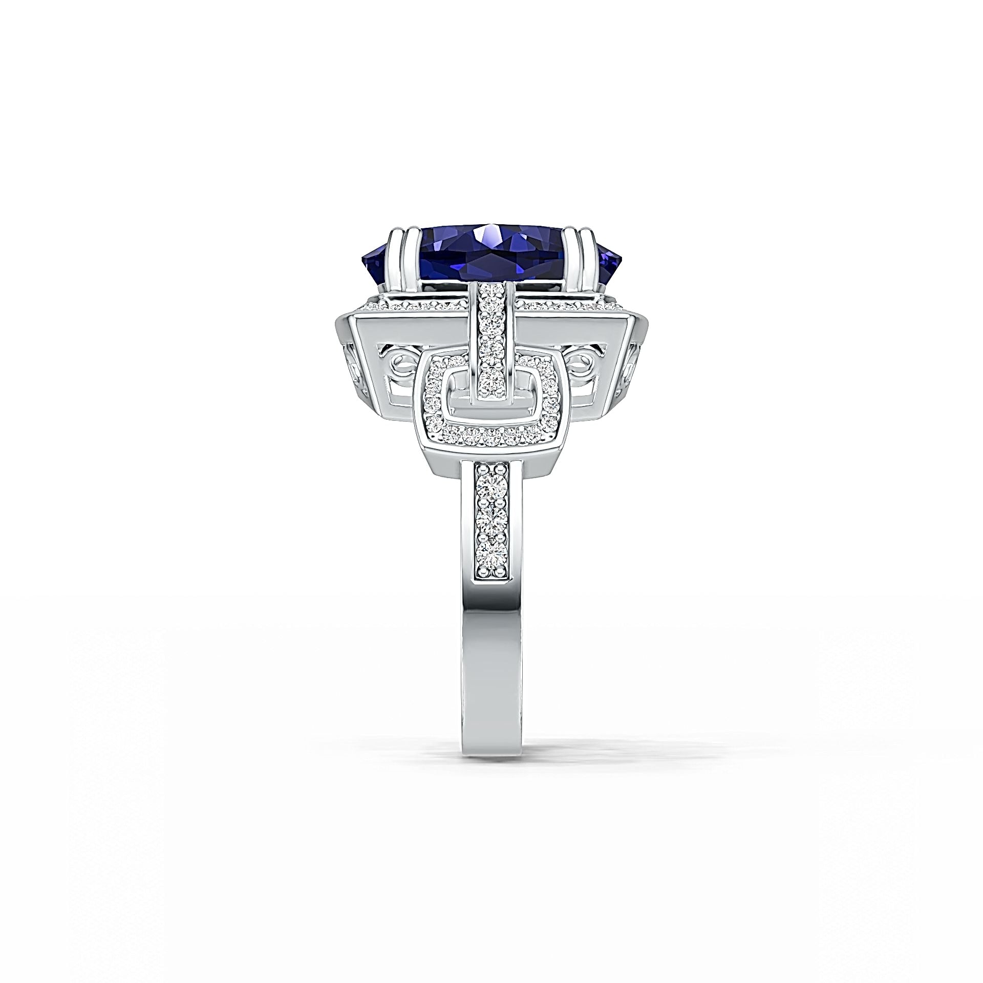 Sterling Silver Semi Mount Ring Setting Cushion CU 12X12mm with White Topaz - Syzjewelry