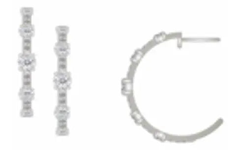 Platinum Semi Mount Earrings Setting Round RD 4x4mm Diamond Accent DHJ