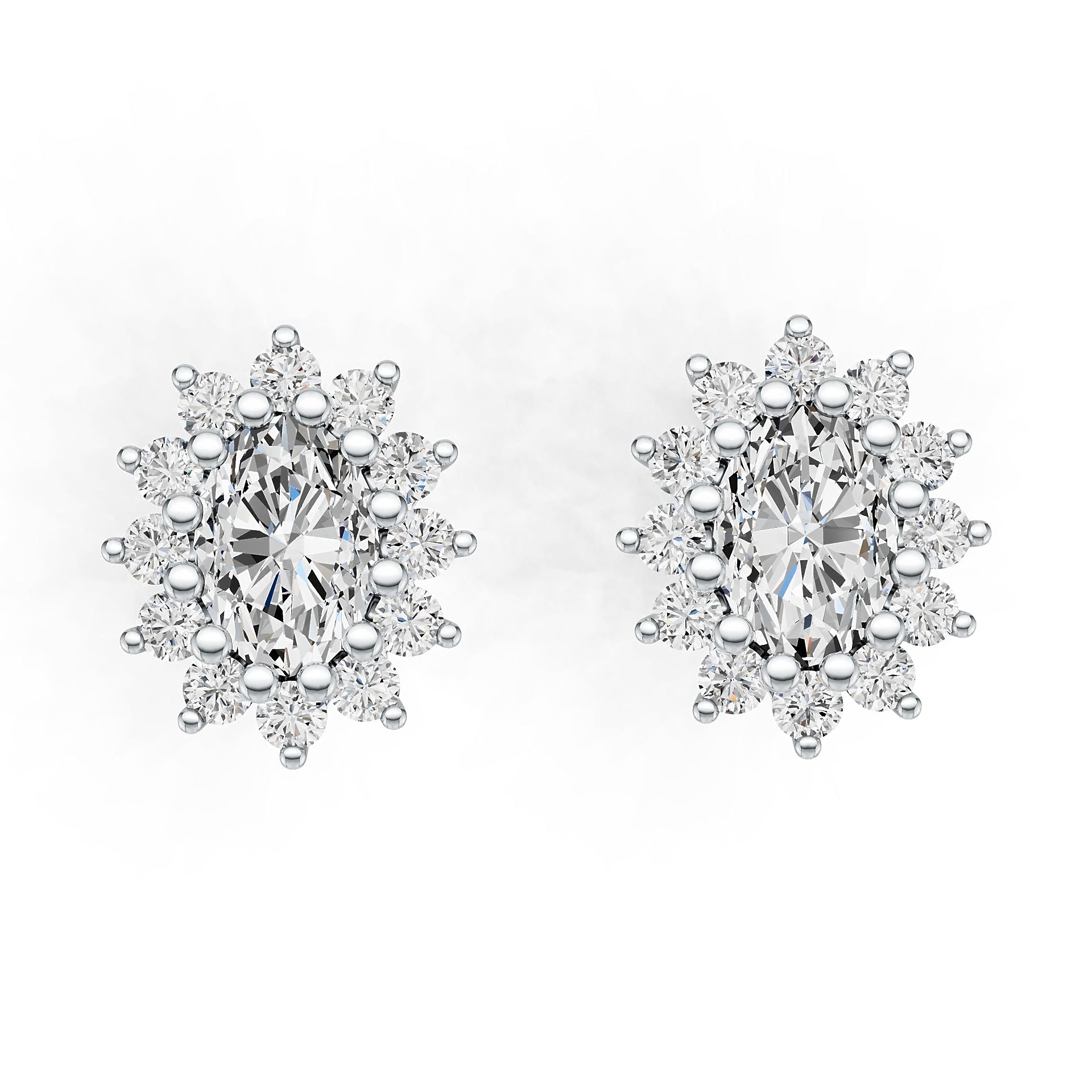 10K Gold Semi Mount Earrings Setting Oval OV 7X5mm Halo Stud Moissanite Accent DHJ