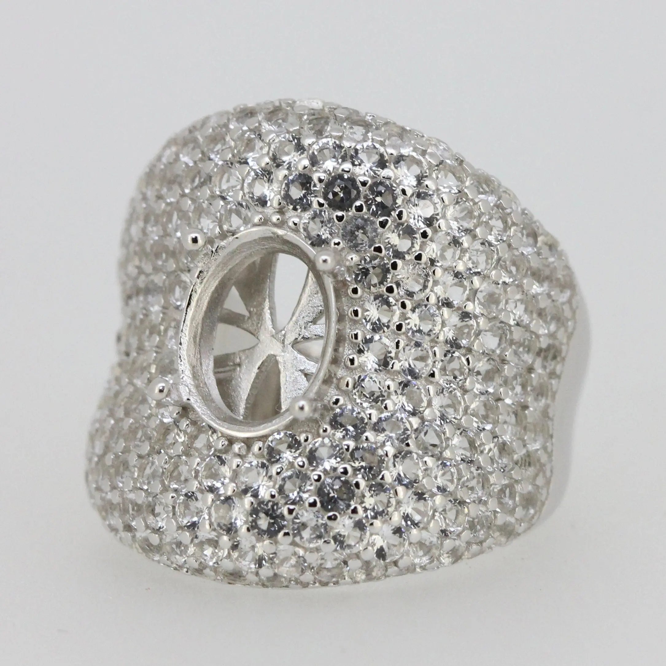 18K Gold Semi Mount Ring Setting Oval OV 10X8mm Dome Ring Bling Bling Diamond Moissanite Ring Diamond Accent DHJ