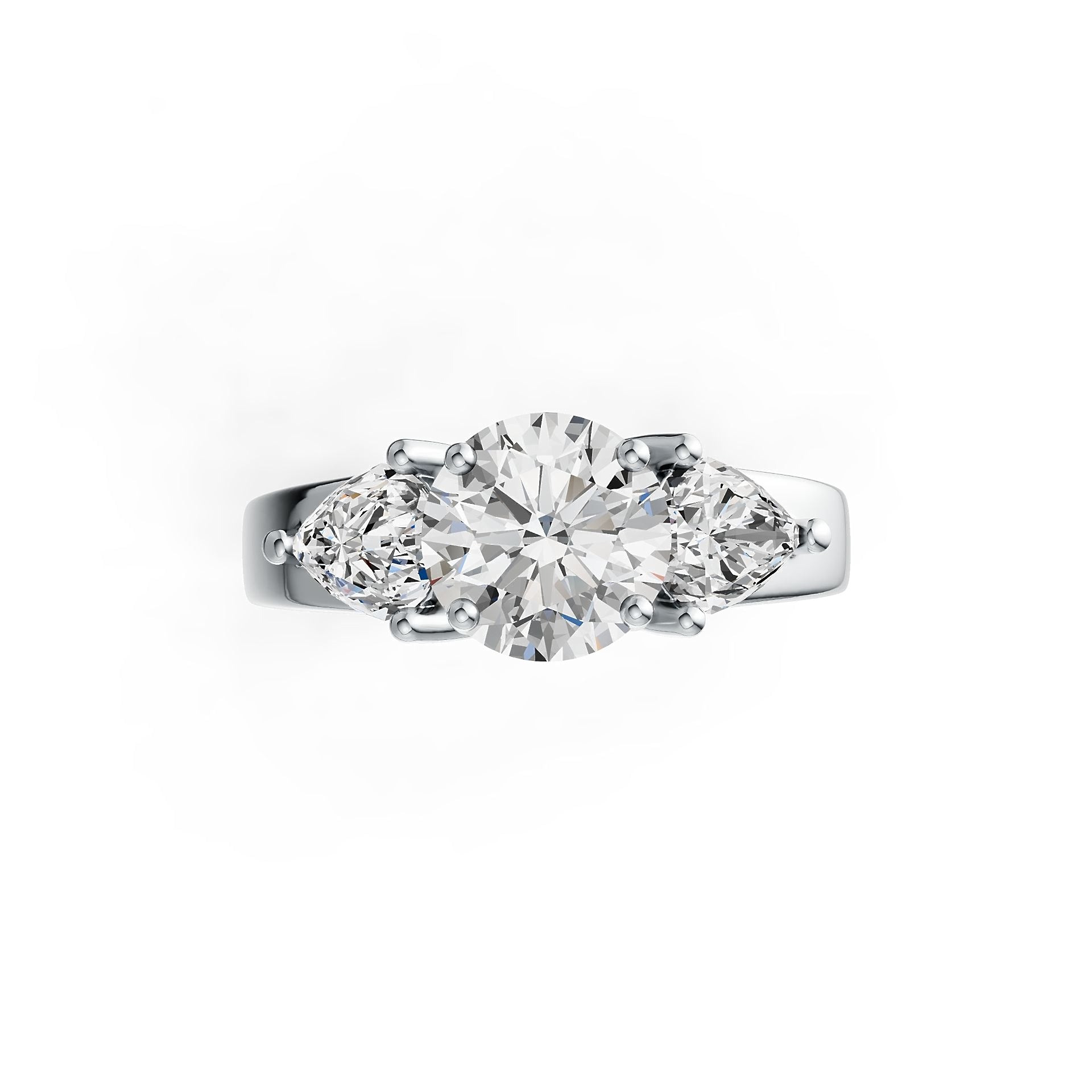 10K Gold Semi Mount Ring Setting Round RD 8X8mm PE 7X5mm Moissanite Accent DHJ