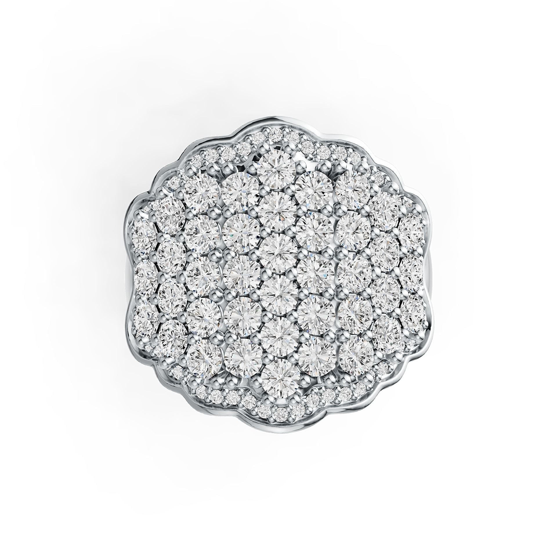 14K Gold Cocktail Ring Scalloped with White Topaz or Moissanite Diamond Accent DHJ