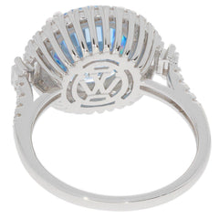 Platinum Semi Mount Ring Setting Round RD 12x12mm Halo W/ Diamond Accent Syzjewelry