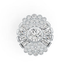 18K Gold Semi Mount Ring Setting Round RD 8x8mm BAG 6X3mm Diamond Accent DHJ