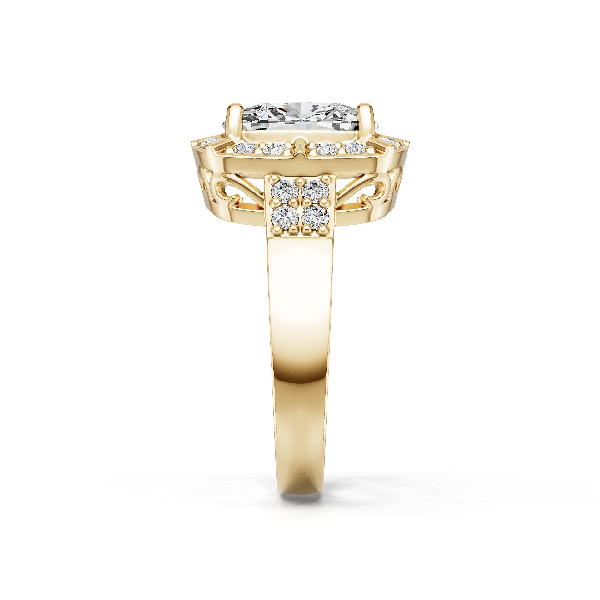 10K Gold Semi Mount Ring Setting Round Ro 10x10mm Moissanite Accent Syz Jewelry