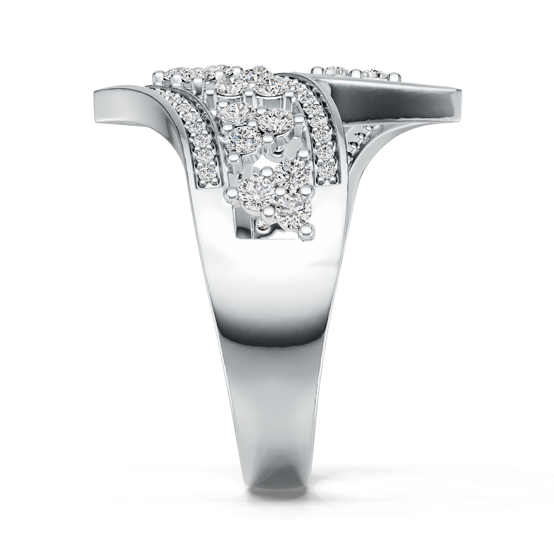 Sterling Silver Bypass Ring with White Topaz or Moissanite DHJ