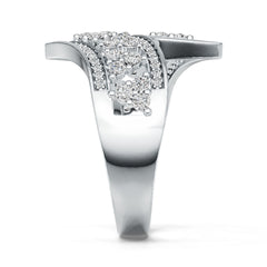 Sterling Silver Bypass Ring with White Topaz or Moissanite DHJ