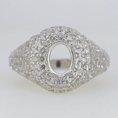 18K Gold Semi Mount Ring Setting OV 8X6mm White Top Diamond Accent Syzjewelry