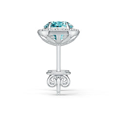 Sterling Silver Semi Mount Earrings Setting Round RD 6x6mm Halo Stud DHJ