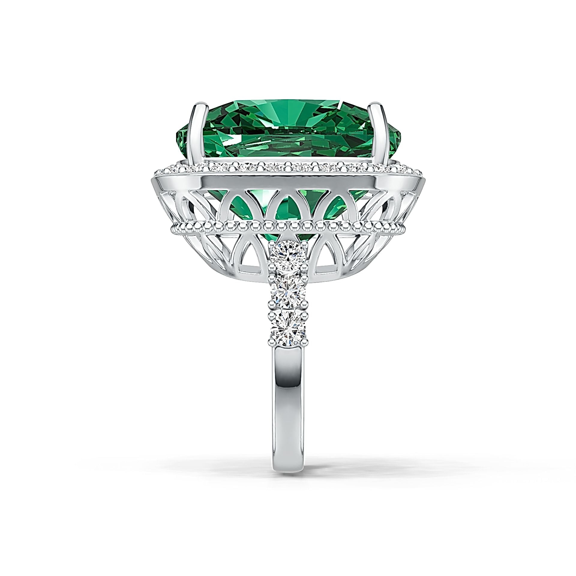 Sterling Silver Semi Mount Ring Setting Cushion CU 10x10mm Halo DHJ