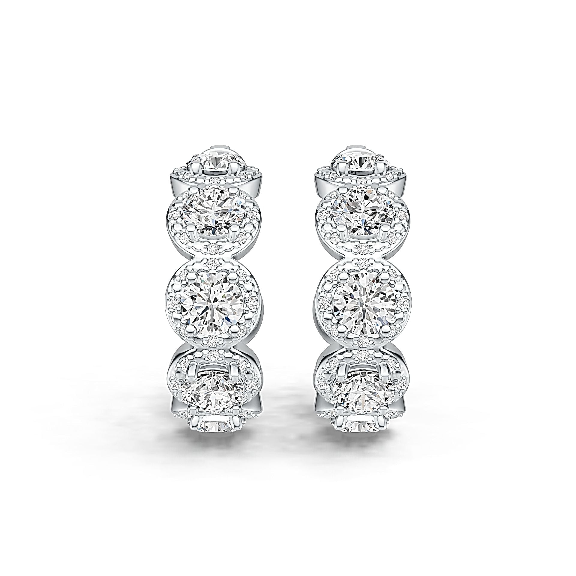 18K Gold Semi Mount Earrings Setting Round RD 5x5mm with Diamond Accent DHJ