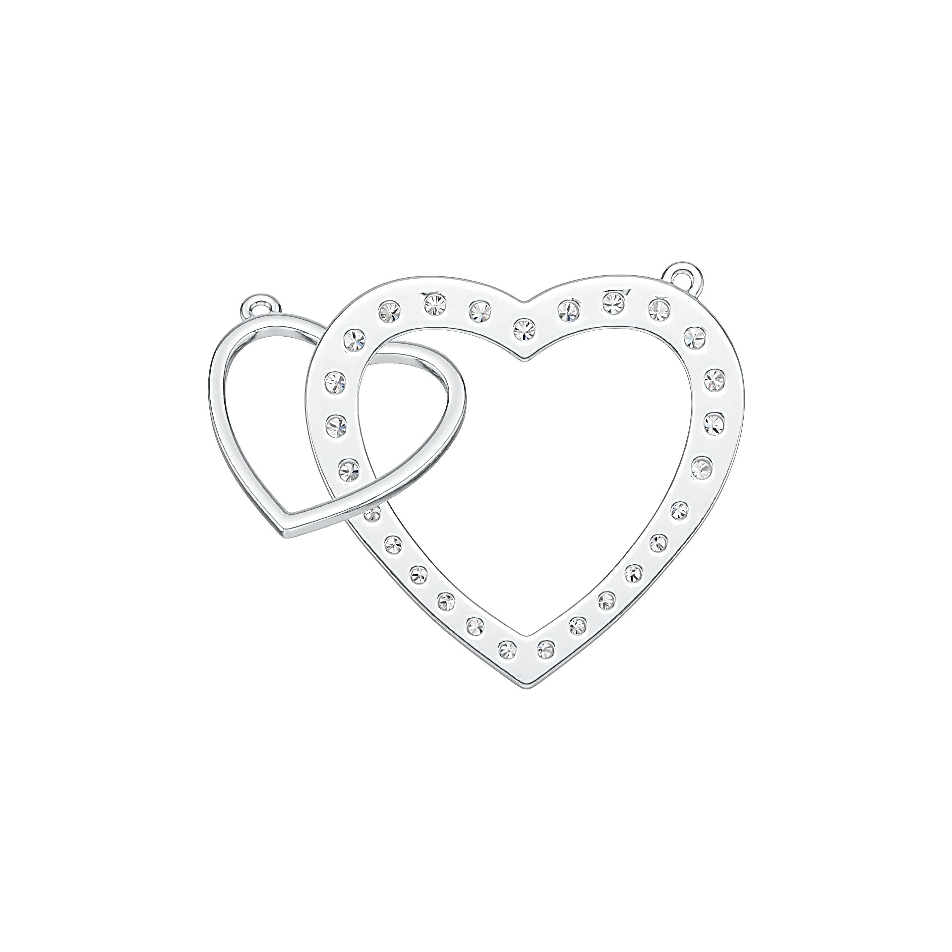 10K Gold Pendant Double Heart Theme with White Topaz or Moissanite Moissanite Accent DHJ