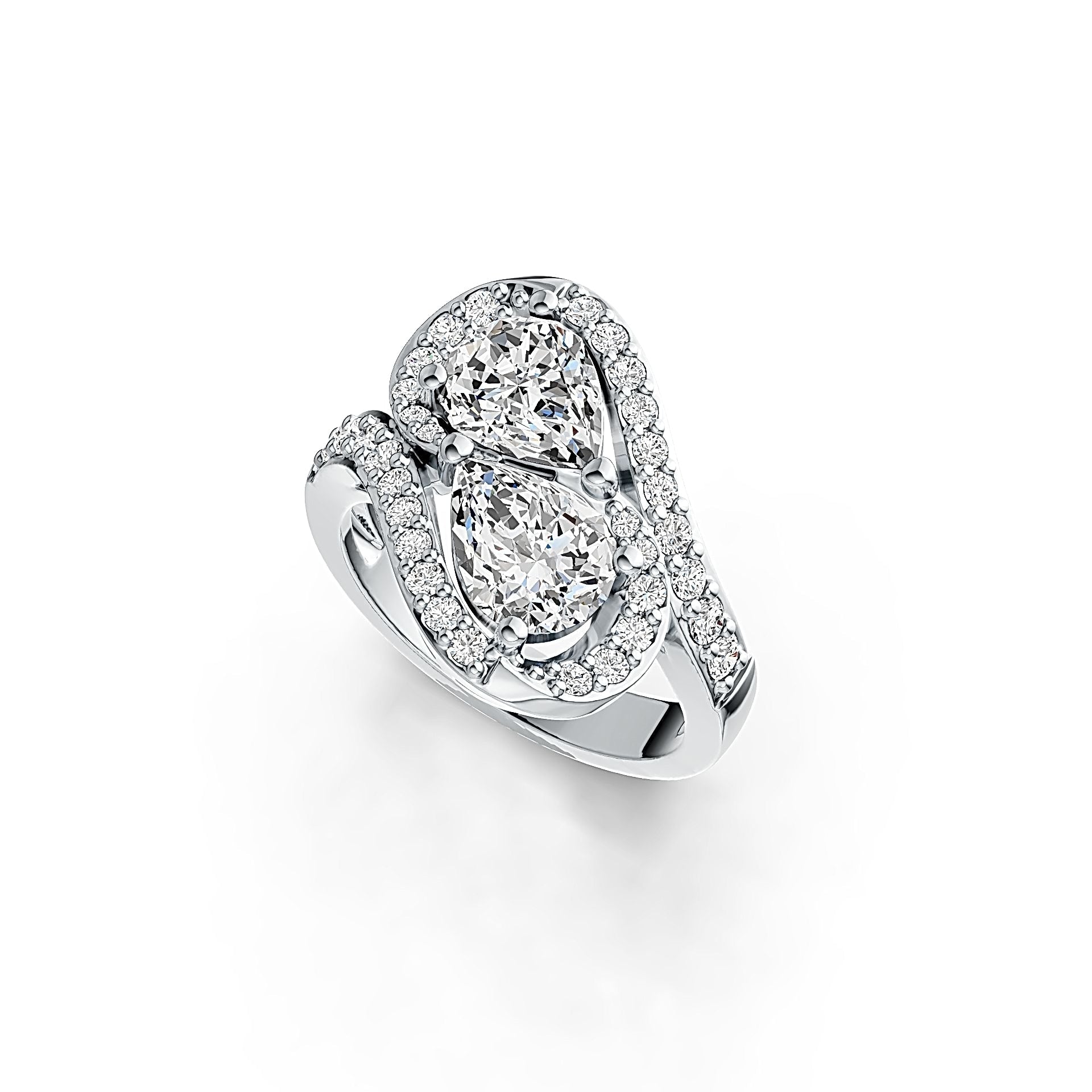 18K Gold Semi Mount Ring Setting Pear PE 8X6mm with White Topaz Diamond Accent DHJ