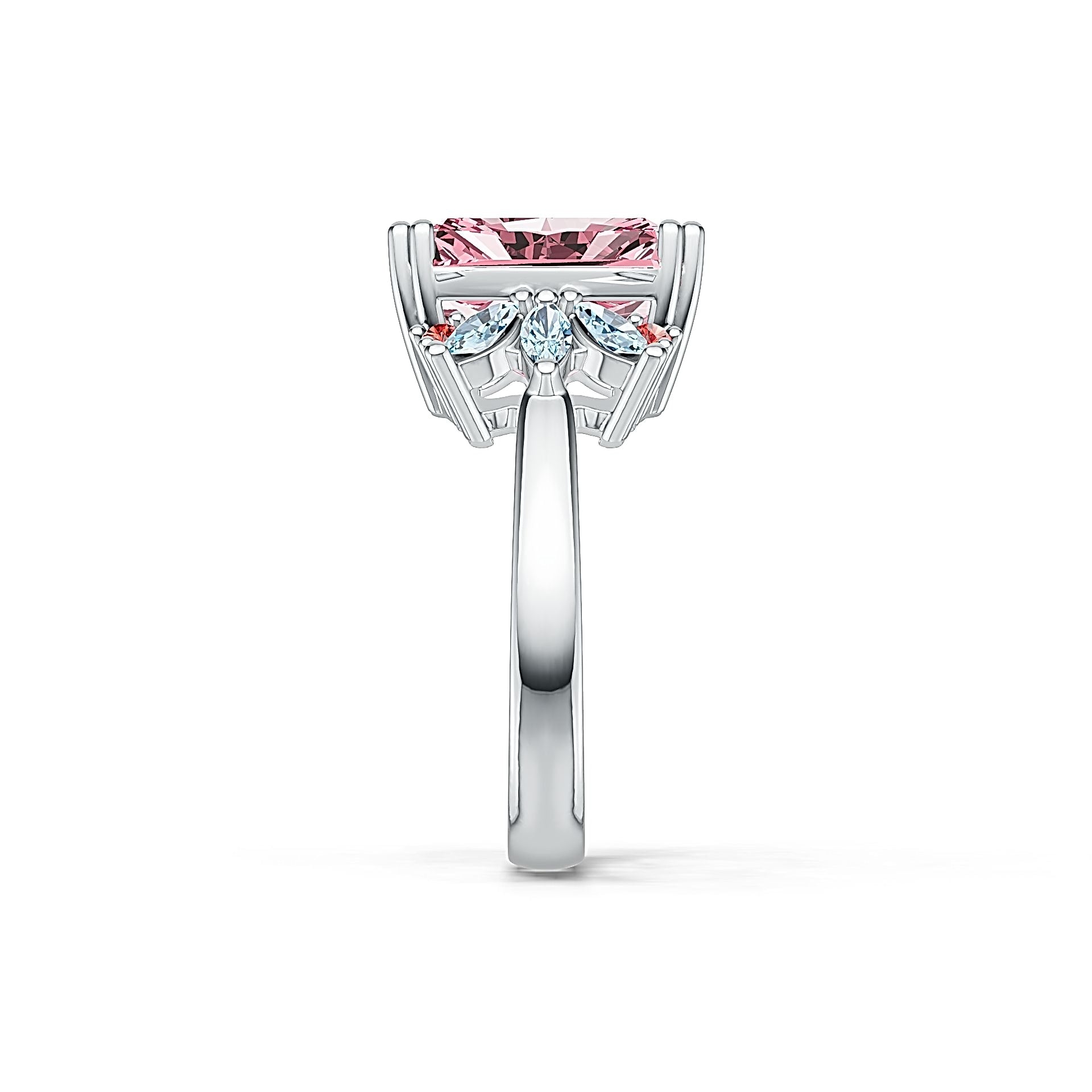 Sterling Silver Semi Mount Ring Setting Emerald OCT 13X11MM MQ 4X2MM DHJ