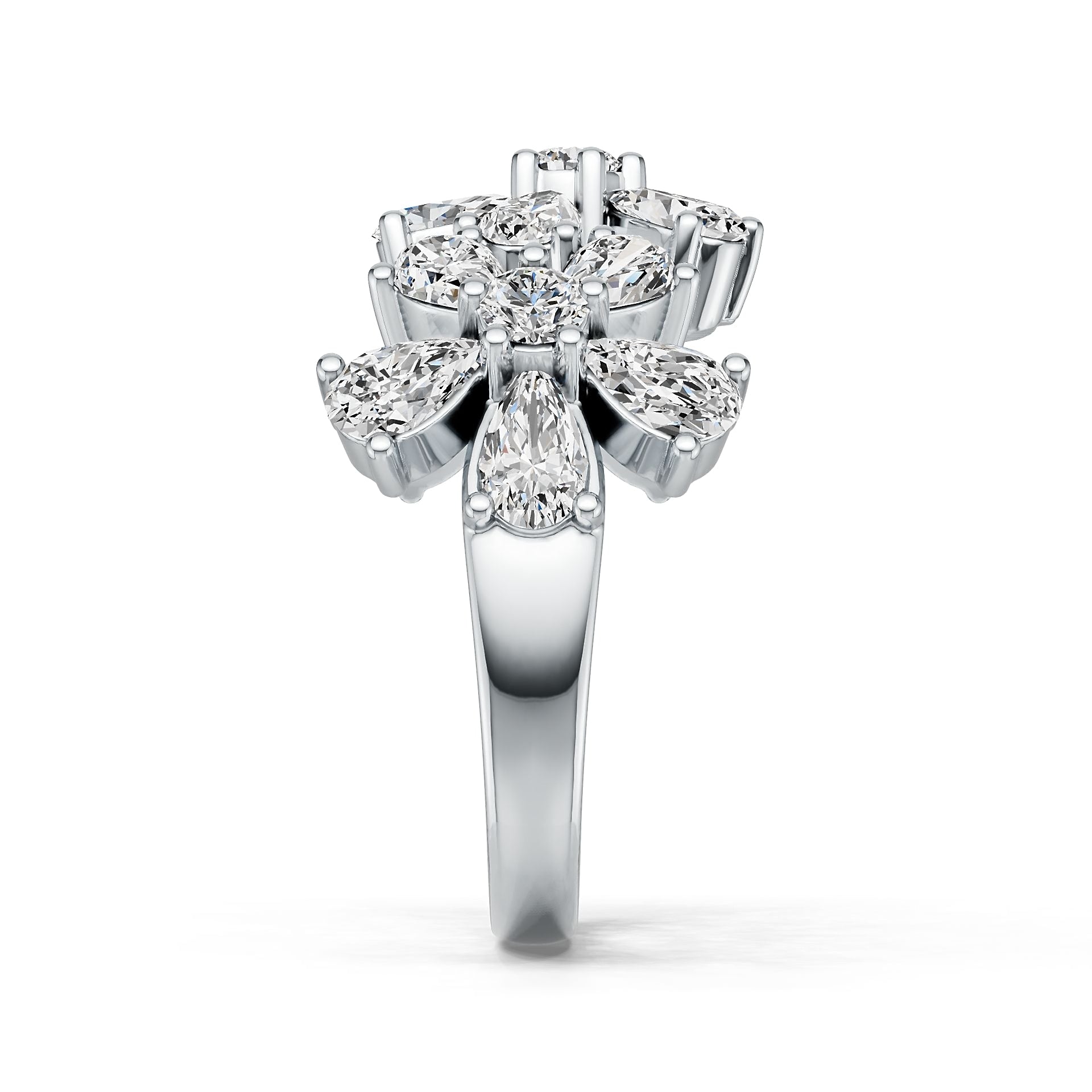 Sterling Silver Ring Flower Theme with White Topaz or Moissanite DHJ