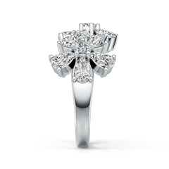 Sterling Silver Ring Flower Theme with White Topaz or Moissanite DHJ