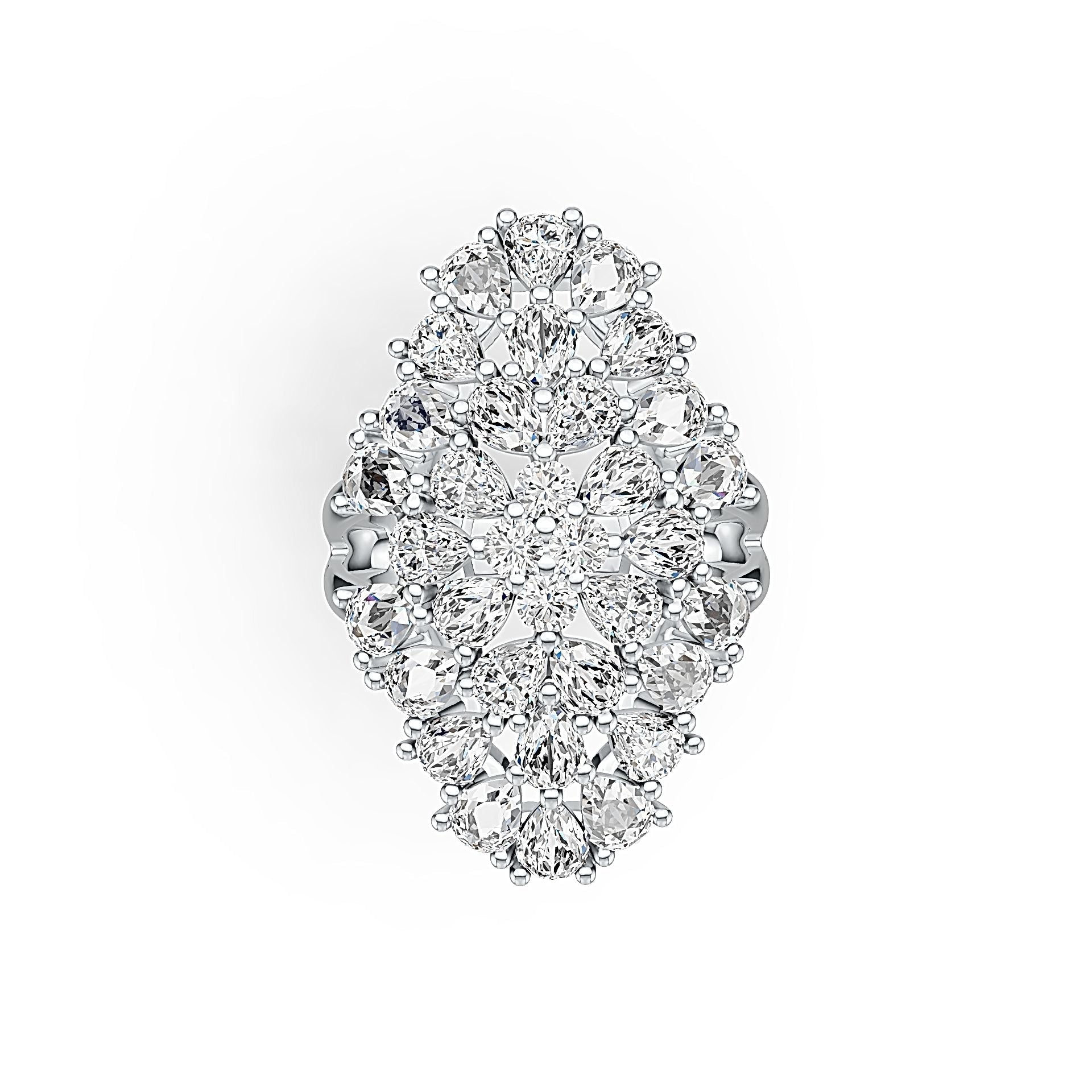 10K Gold Semi Mount Ring Setting Pear PE 4X3mm Moissanite Accent DHJ