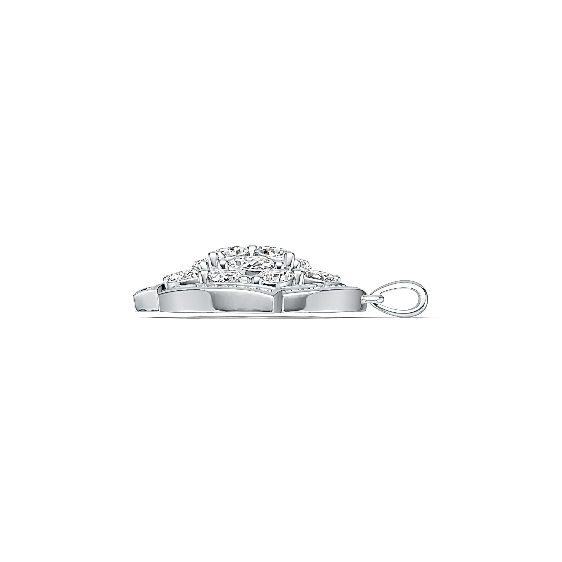 Platinum Semi Mount Pendant Setting Pear PE 5X3mm with White Topaz Diamond Accent DHJ