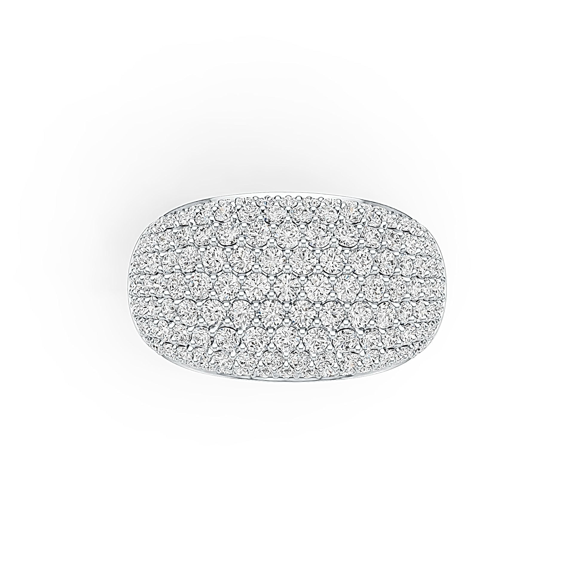 Platinum Pave Dome Ring with or Moissanite Diamond Accent DHJ
