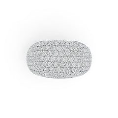 Platinum Pave Dome Ring with or Moissanite Diamond Accent DHJ