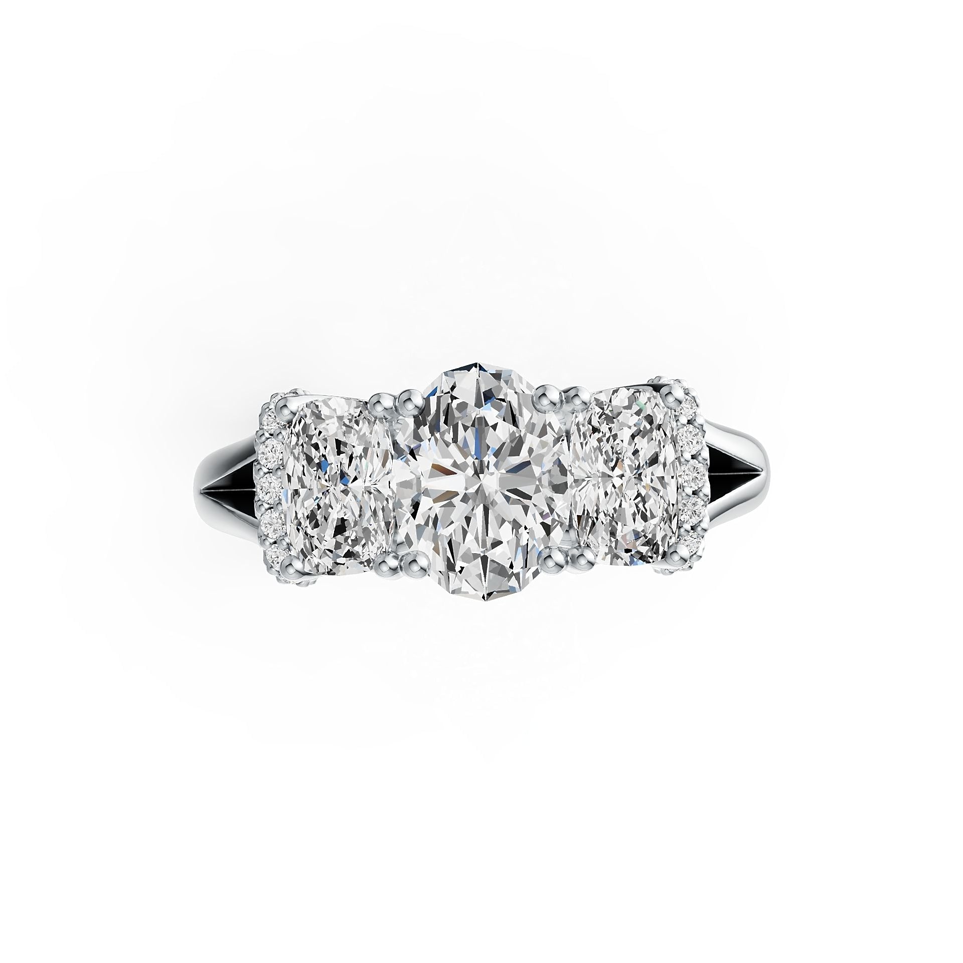 10K Gold Semi Mount Ring Setting Oval OV 8X6mm CU 6X4mm Moissanite Accent DHJ