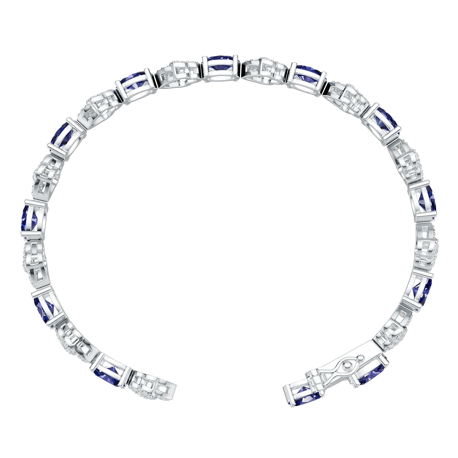 18K Gold Semi Mount Bracelet Setting Oval OV 7x5mm Diamond Accent DHJ