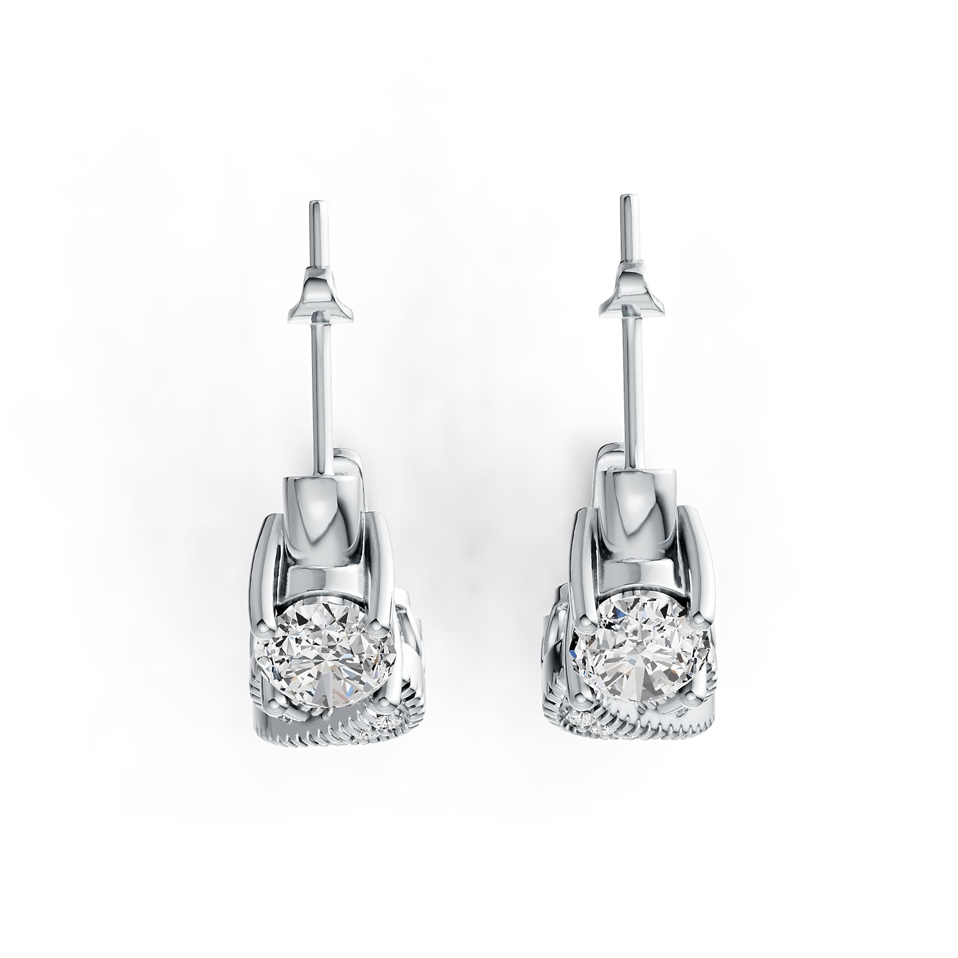 10K Gold Semi Mount Earrings Setting Oval OV 9X7mm Moissanite Accent DHJ