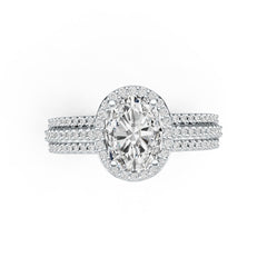 Platinum Semi Mount Ring Setting Oval OV 9X7mm with Accent Diamond Accent DHJ