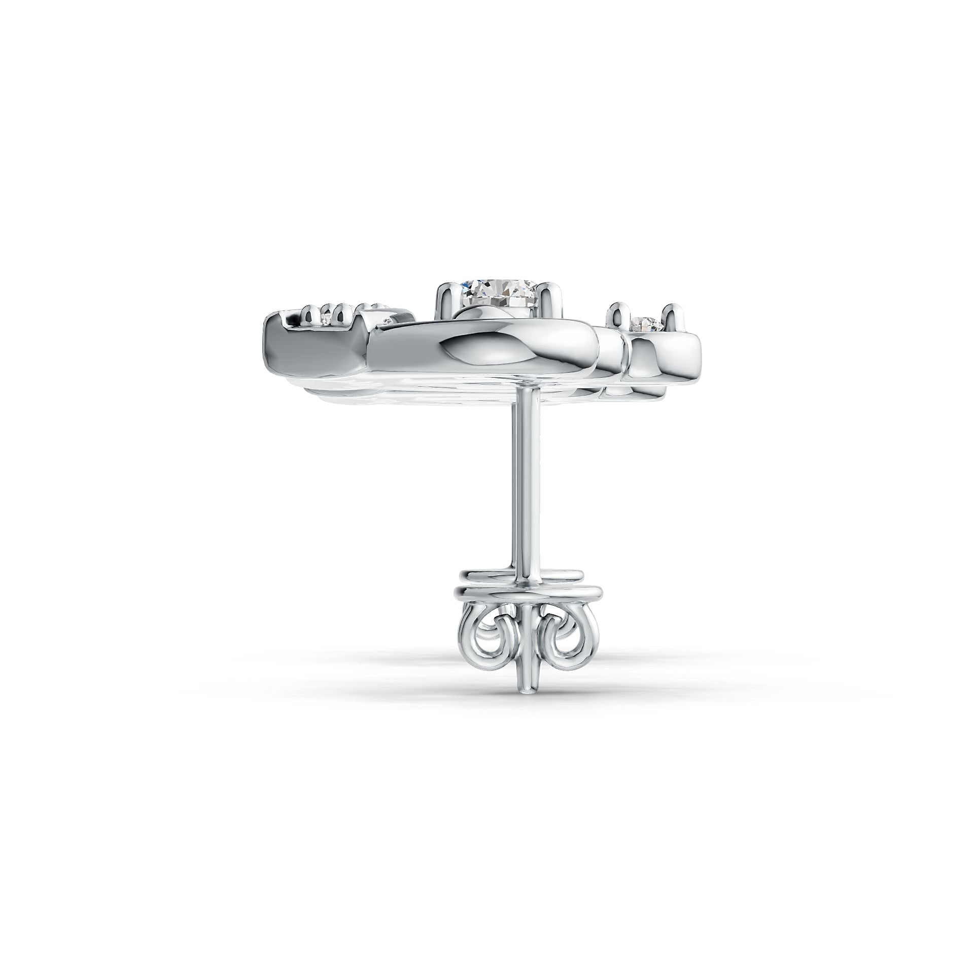 Sterling Silver Semi Mount Earrings Setting Round RD 3x3mm Crown Theme DHJ
