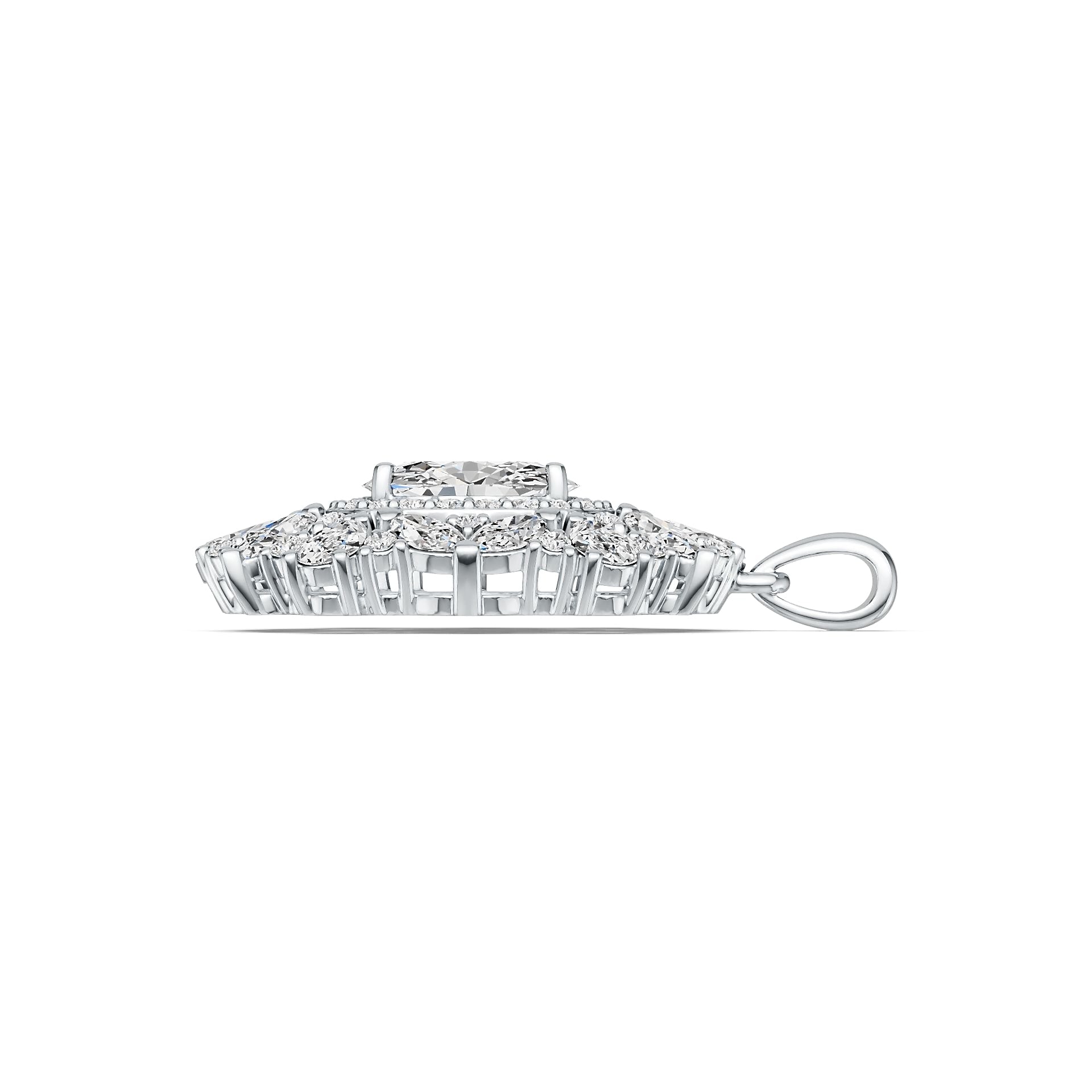 Platinum Semi Mount Pendant Setting Oval OV 10X8mm Diamond Accent DHJ
