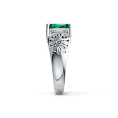 Sterling Silver Semi Mount Ring Setting Emerald OCT 10X8mm Vintage-Inspired Filigree DHJ
