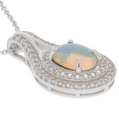 14K Gold Semi Mount Pendant Setting Cab Oval OV 10X8mm Halo Diamond Accent Syzjewelry