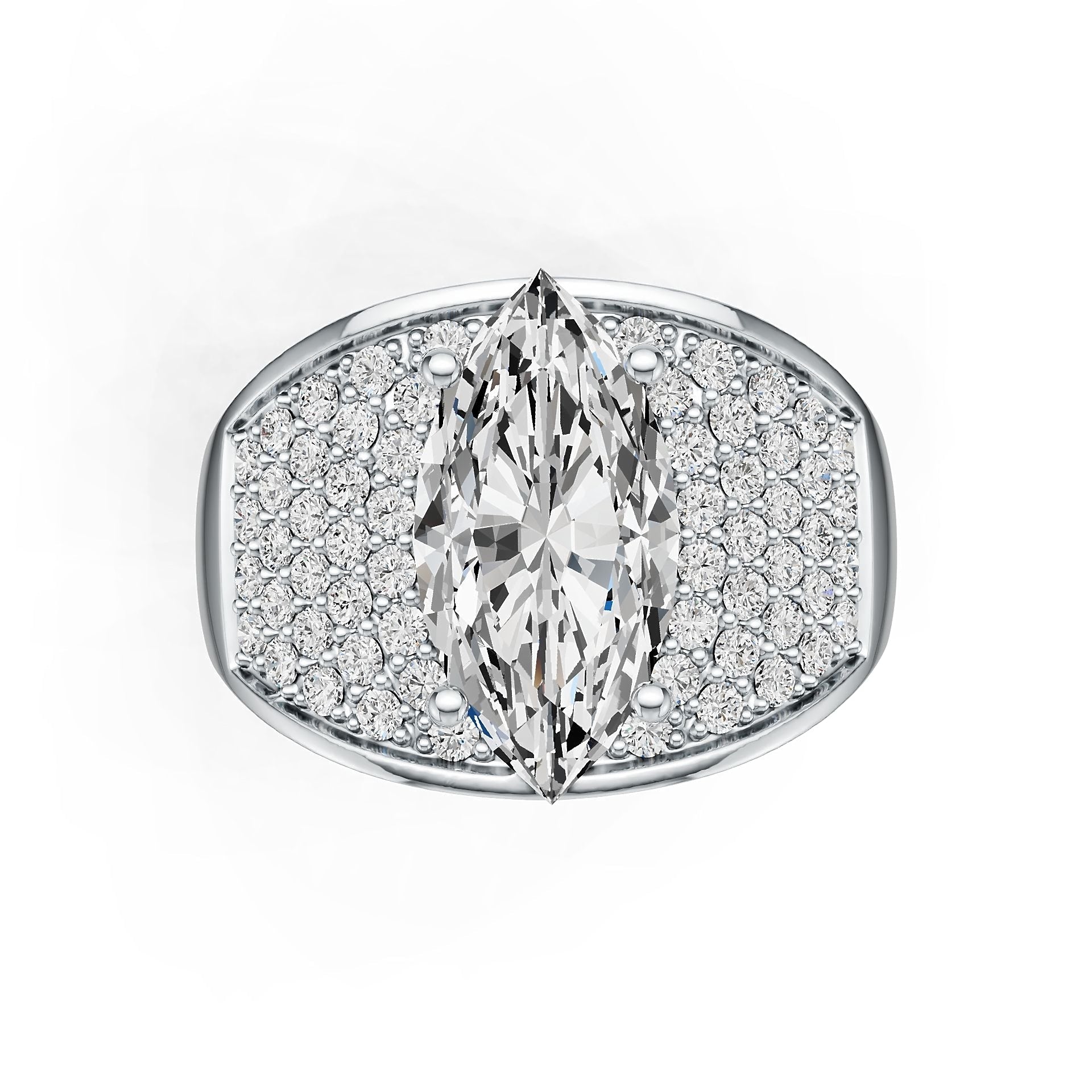 18K Gold Semi Mount Ring Setting Marquise MQ 14X7mm Diamond Accent DHJ