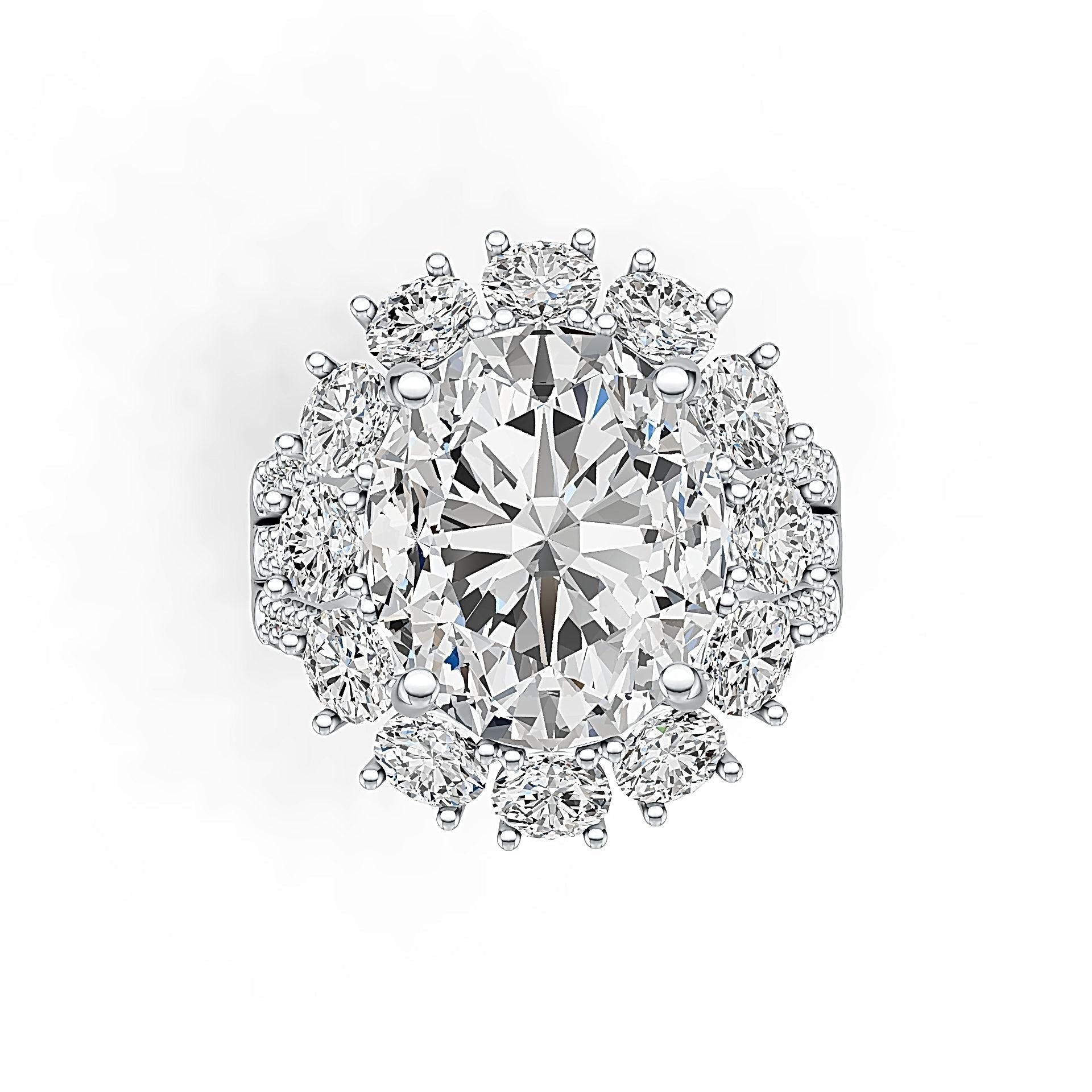10K Gold Semi Mount Ring Setting Oval OV 14x12mm Split Shank Moissanite Accent DHJ