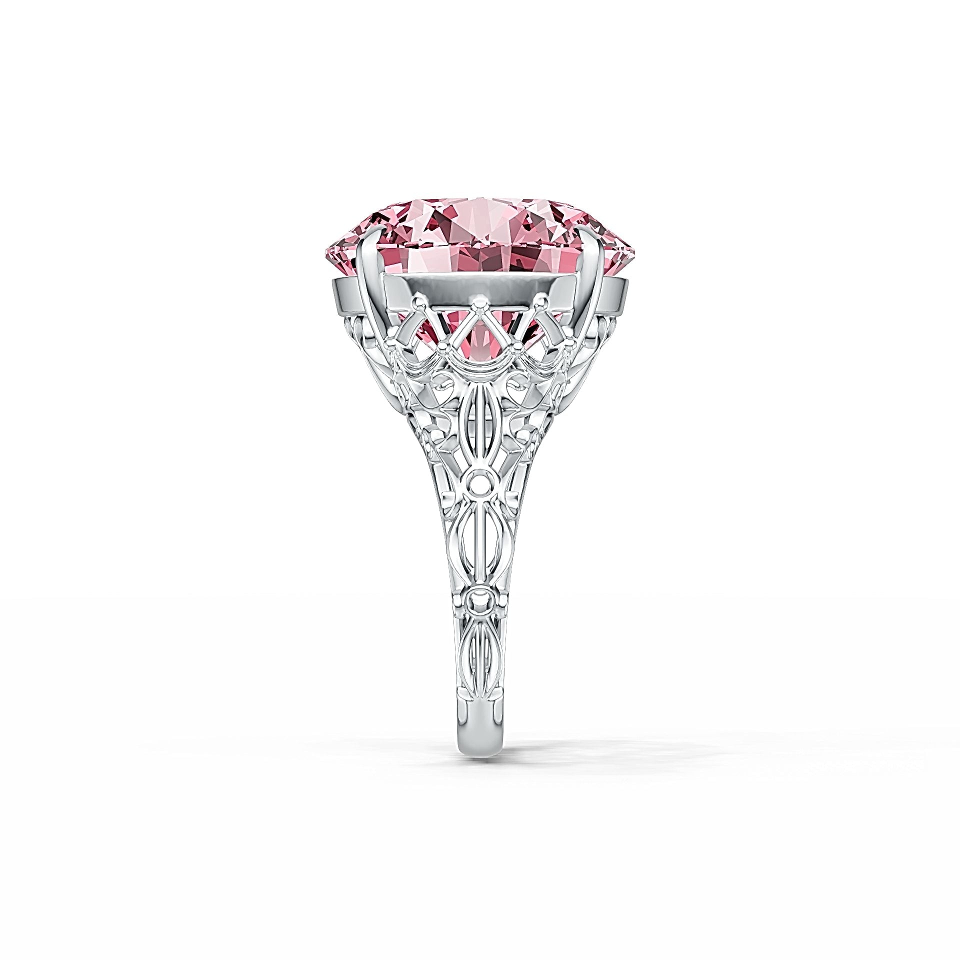 Sterling Silver Semi Mount Ring Setting Round RD 18x18mm Art Deco Style Syzjewelry