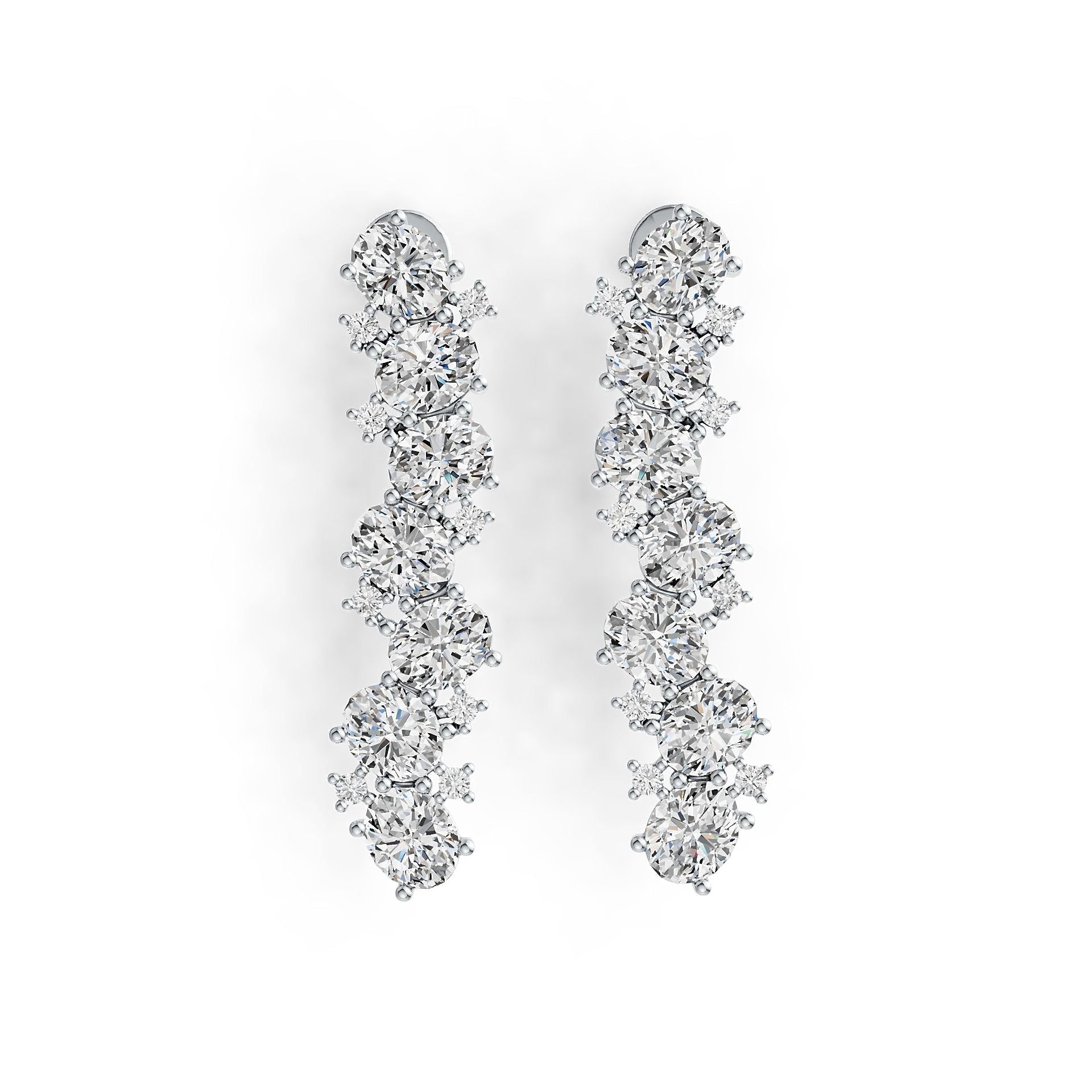 18K Gold Semi Mount Earrings Setting Oval OV 5X4mm with Diamond Accent DHJ