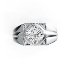Men's 10K Gold Semi Mount Ring Setting Cushion CU 8X8mm Moissanite Accent DHJ