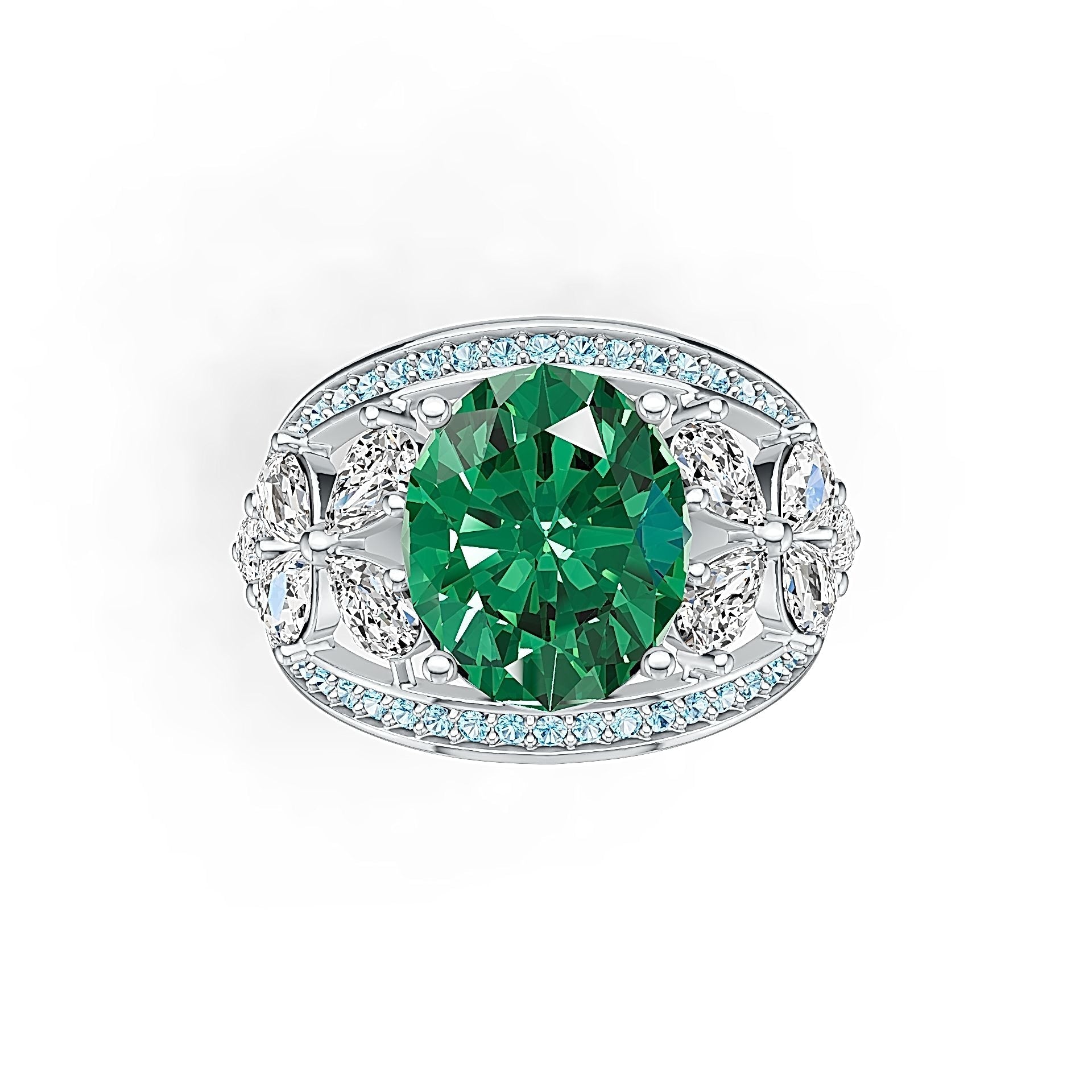 10K Gold Semi Mount Ring Setting Oval OV 12X10MM with Moissanite Accent DHJ