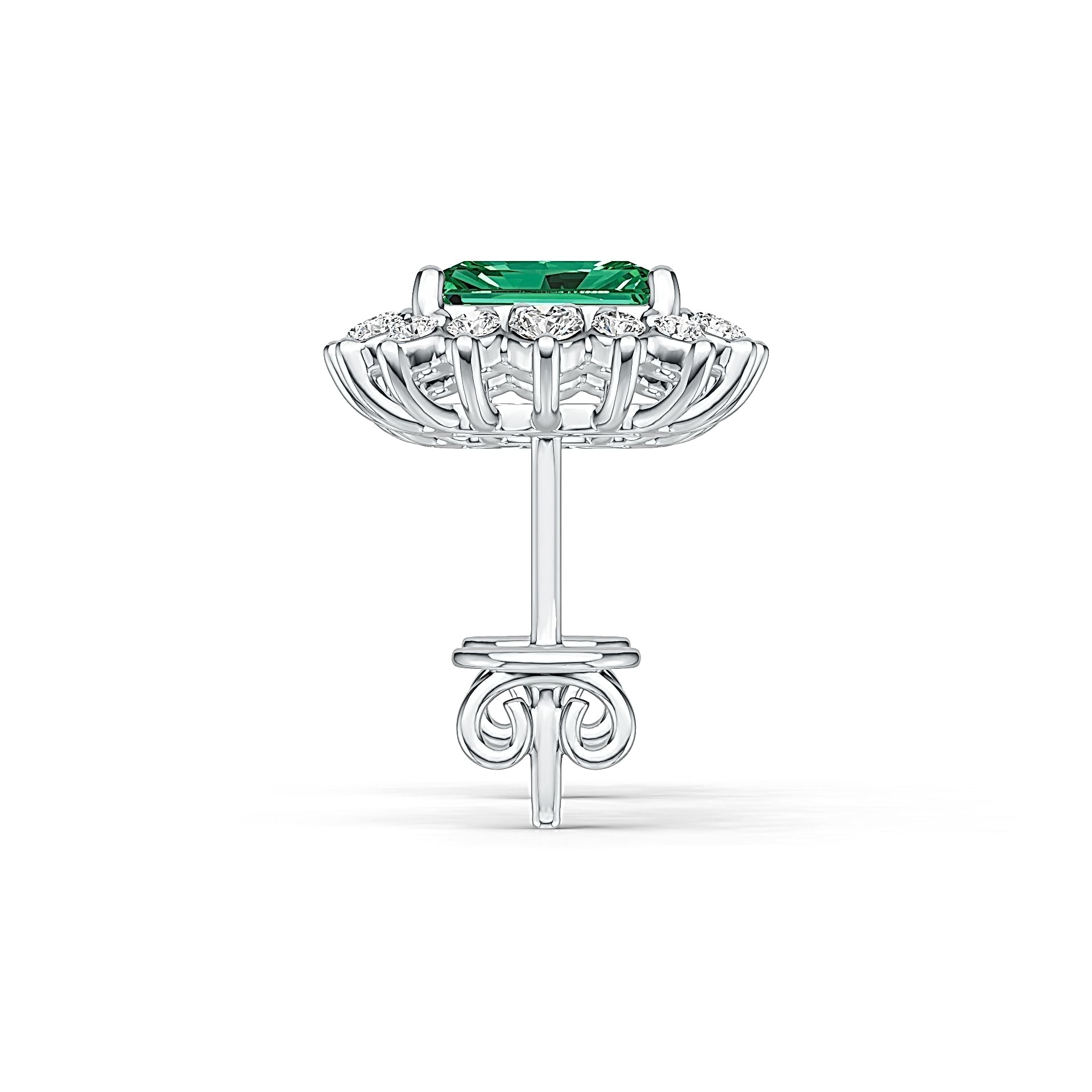 Sterling Silver Semi Mount Earrings Setting Emerald OCT 7X5mm Syzjewelry