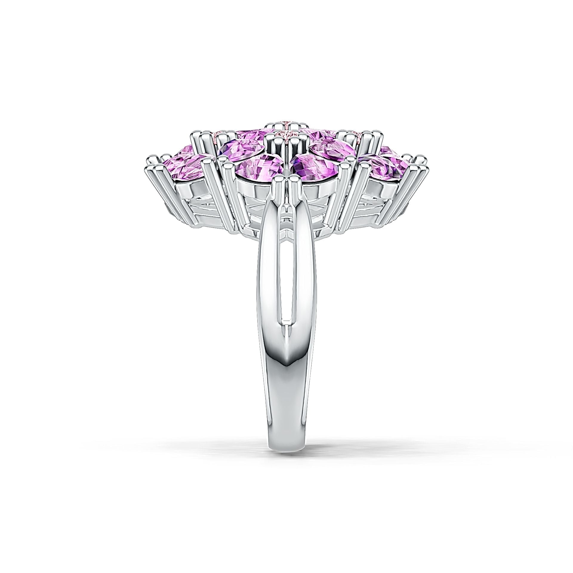 Platinum Semi Mount Ring Setting Trillion TRI 4X4mm Cocktail Ring Diamond Accent DHJ