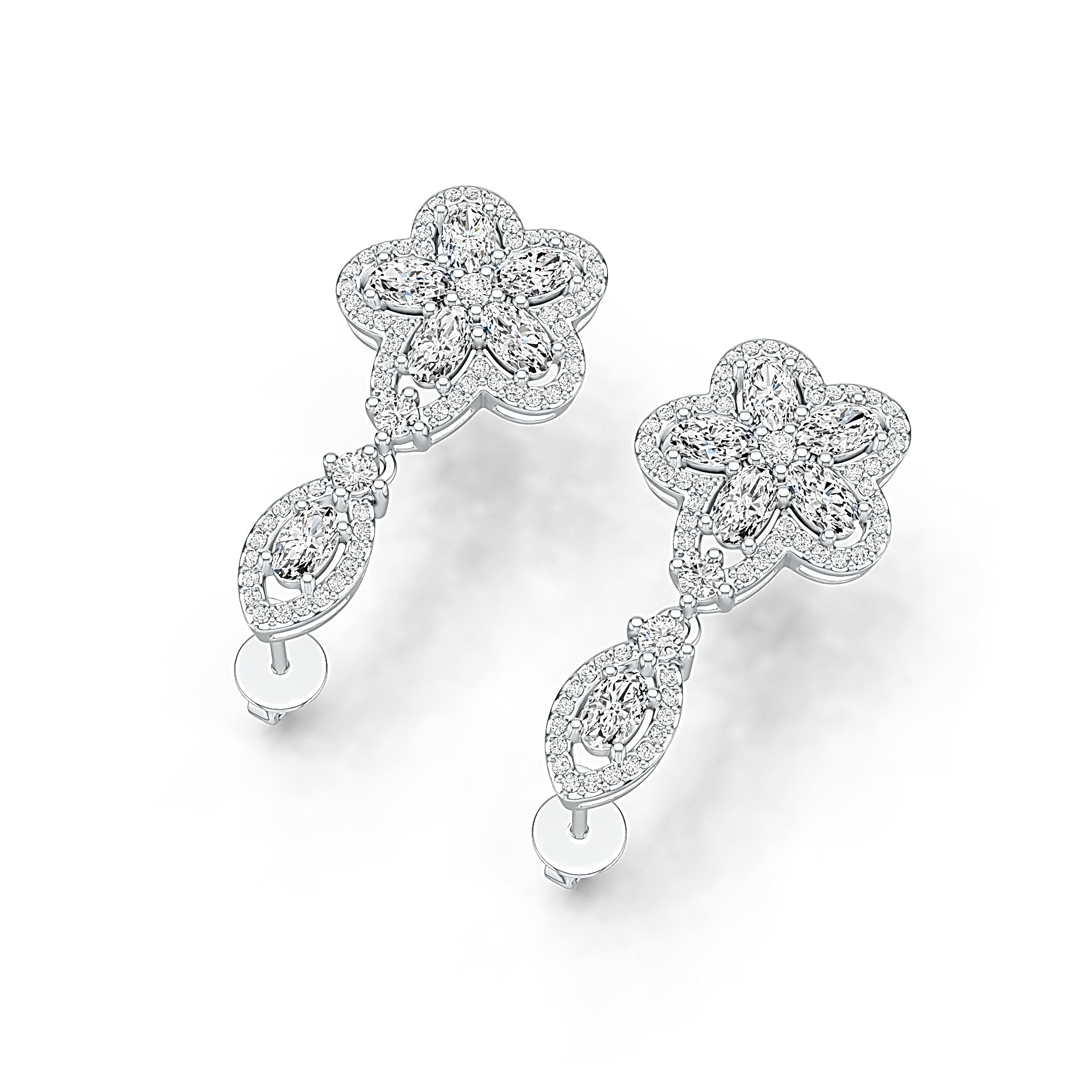 Sterling Silver Semi Mount Earrings Setting Oval OV 5X3mm with White Topaz Syzjewelry