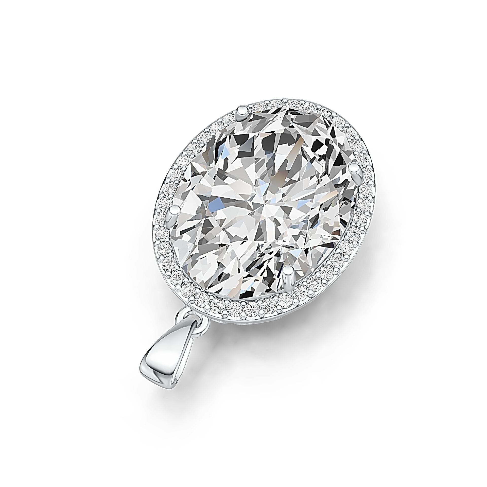 10K Gold Semi Mount Pendant Setting Oval OV 21X16mm Moissanite Accent DHJ