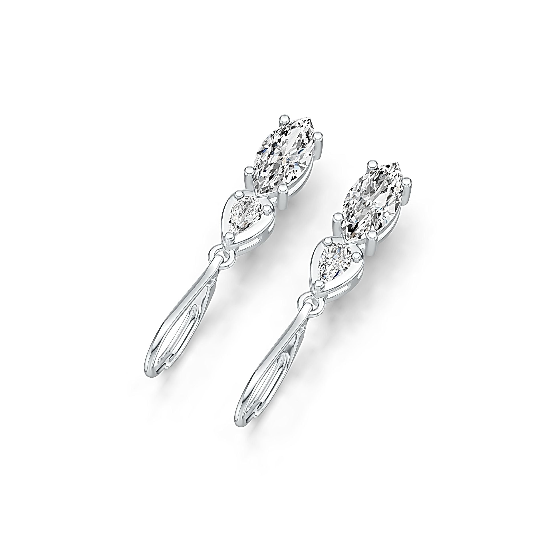 Sterling Silver Semi Mount Earrings Setting Marquise MQ 10X5mm PE 5X3mm DHJ