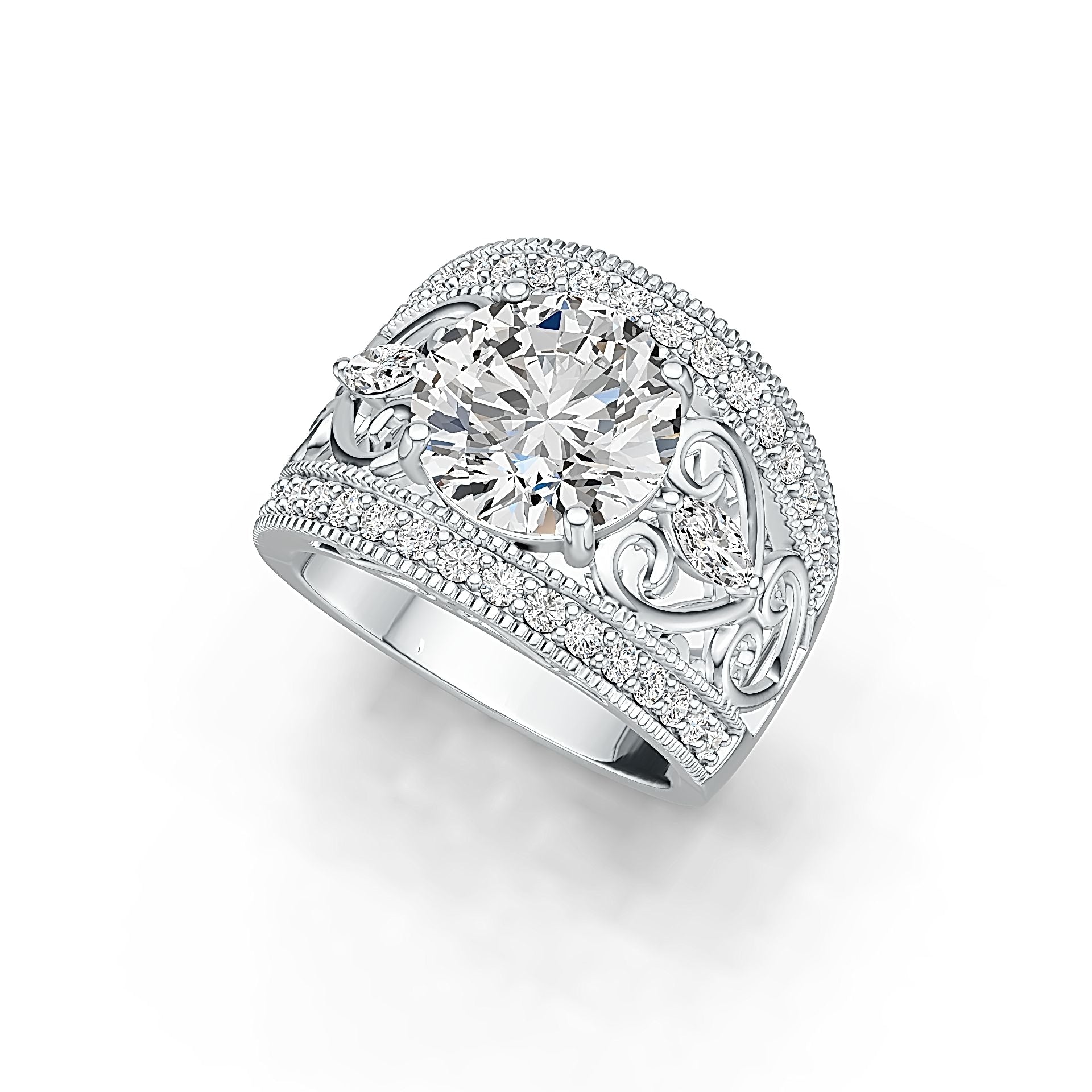 Sterling Silver Semi Mount Ring Setting Round RD 10x10mm DHJ